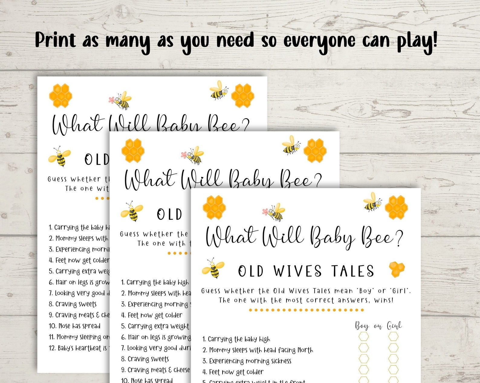 Gender Reveal Printable Game What Will Baby Bee Game - Etsy