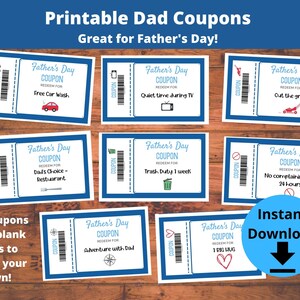 Fathers Day Coupons - Dad Coupons, Coupons for Him, Dad Coupon Book, Last Minute for Dad