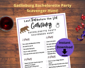 Gatlinburg Bachelorette Party Scavenger Hunt Game - Dernier sentier imprimable avant le jeu Veil