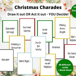 Kerst Charades - Vakantie Charades, Kerstmis Draw It or Act It, Charades-kaarten, Holiday Party Game, Kerstgroepsspel