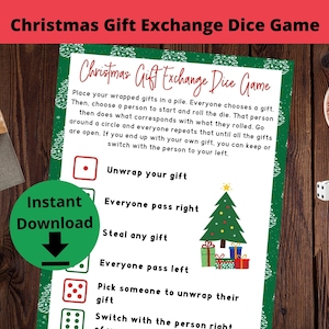 Christmas Gift Exchange Dice Game - Christmas Dice Game, Present Exchange, White Elephant Secret Santa Game
