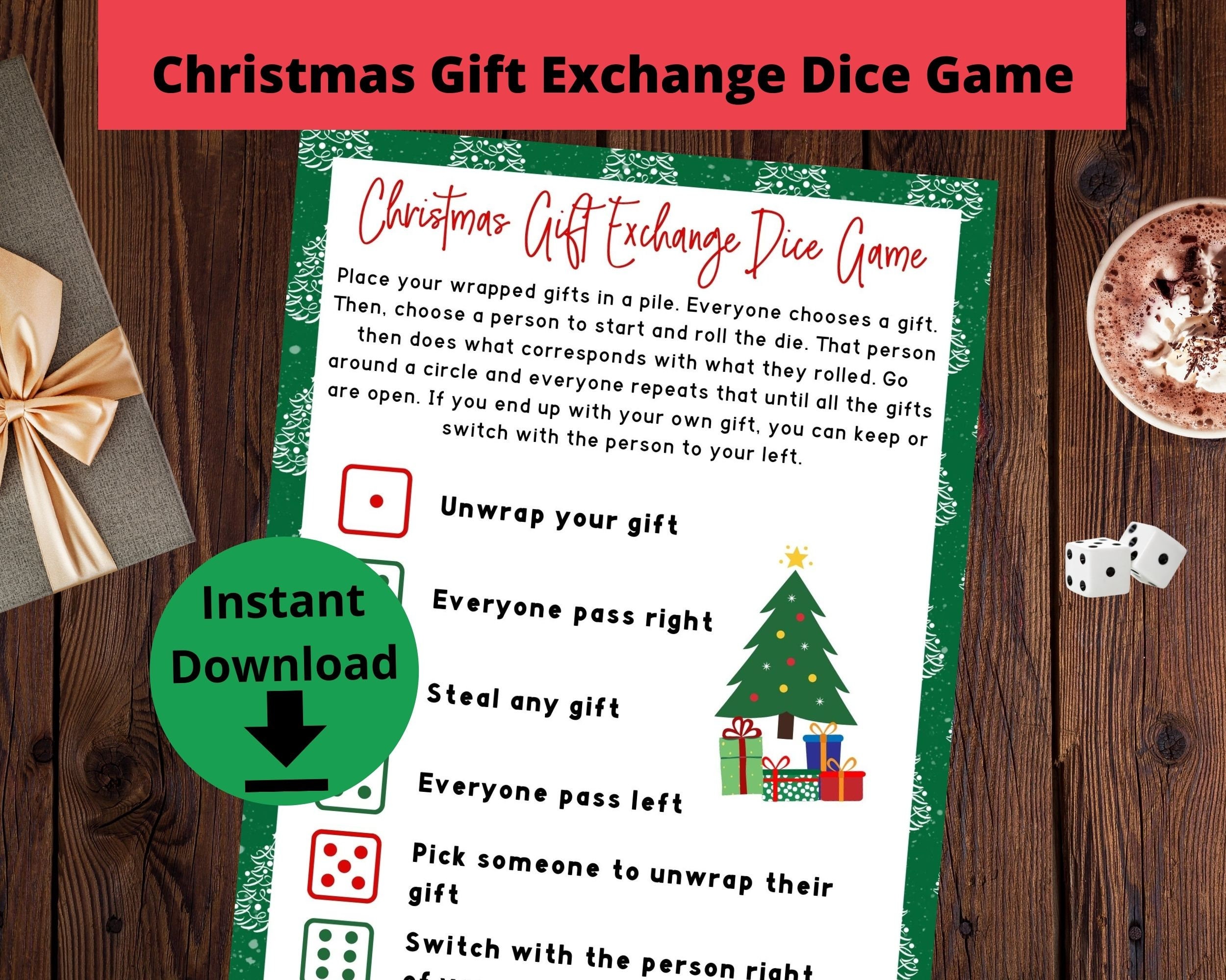 Christmas Dice Game Gift Exchange Rules Printable — TidyLady Printables