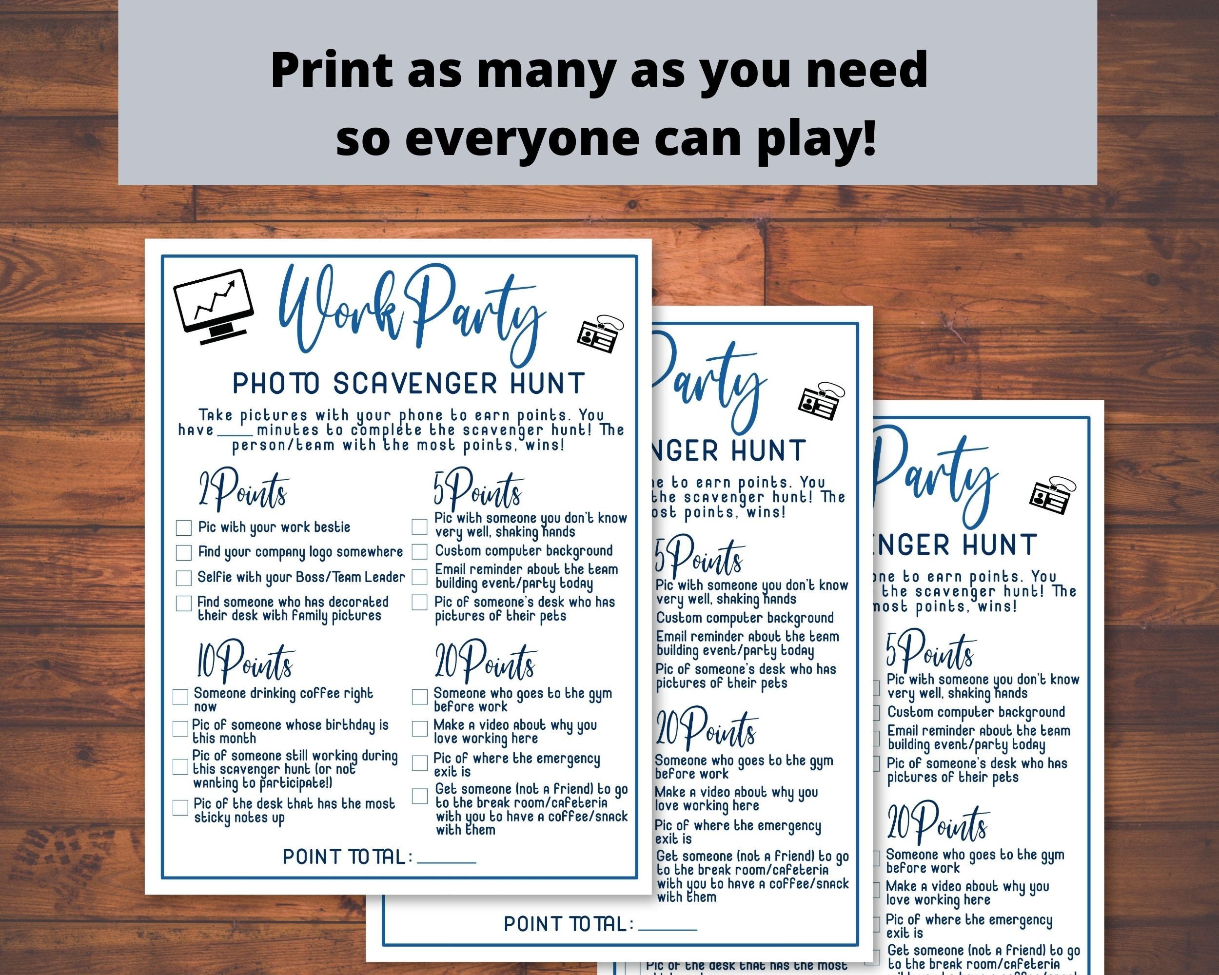 Work Scavenger Hunt Office Party Printable Team Building - Etsy