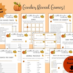 Pumpkin Gender Reveal Games - Halloween Gender Reveal, Fall Gender Reveal, Fall Baby Shower Games, Autumn Gender Reveal Games