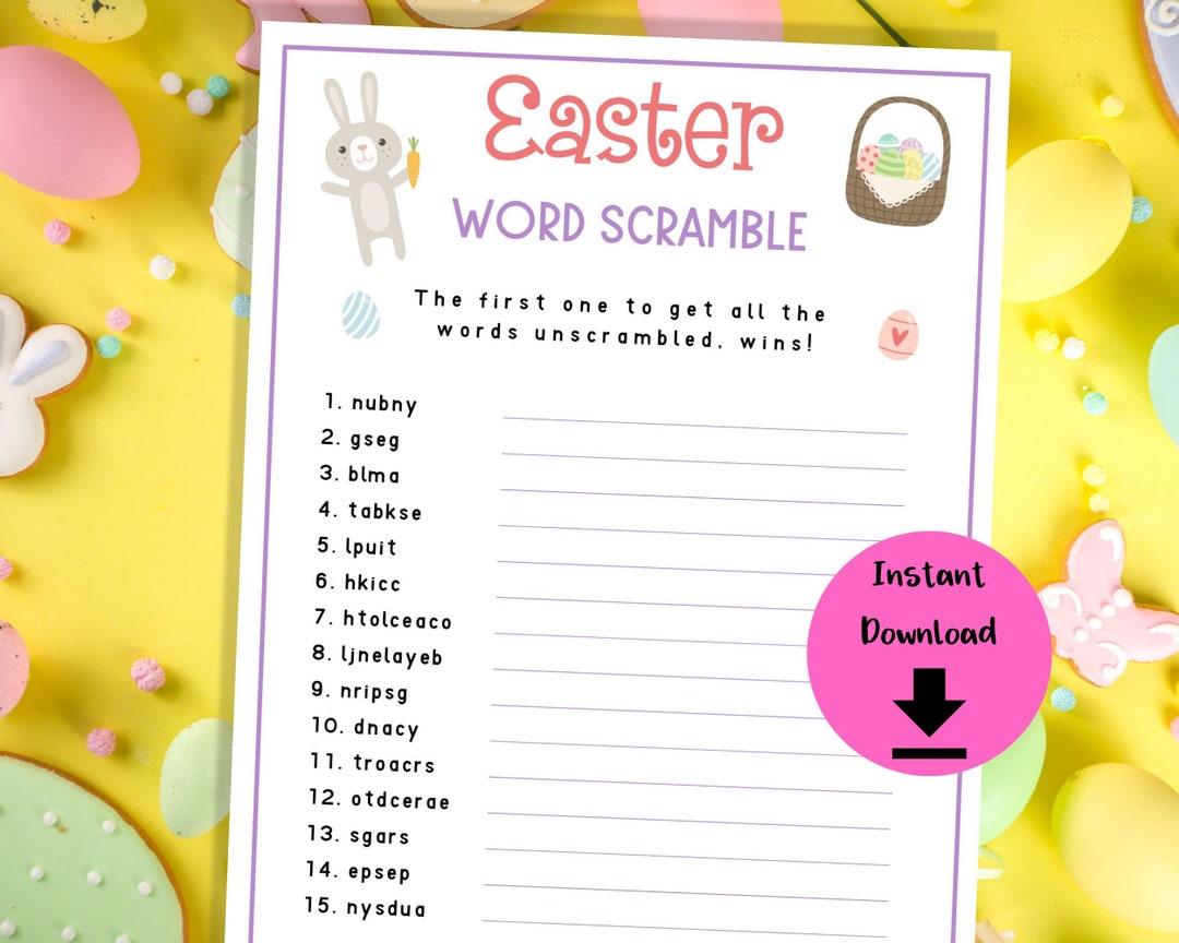 Easter Word Scramble Easter Word Game Easter Game Easter Etsy