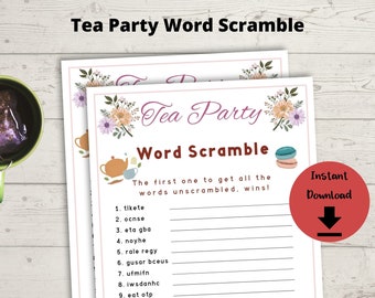 Tea Party Game - Word Scramble Afternoon Tea, Children's Tea Party Activity