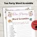 Tea Party Game Word Scramble Afternoon Tea, Children's Tea Party ...