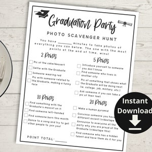 Graduation Scavenger Hunt - Graduation Party Game 2024, Photo Scavenger Hunt Game, Class of 2024