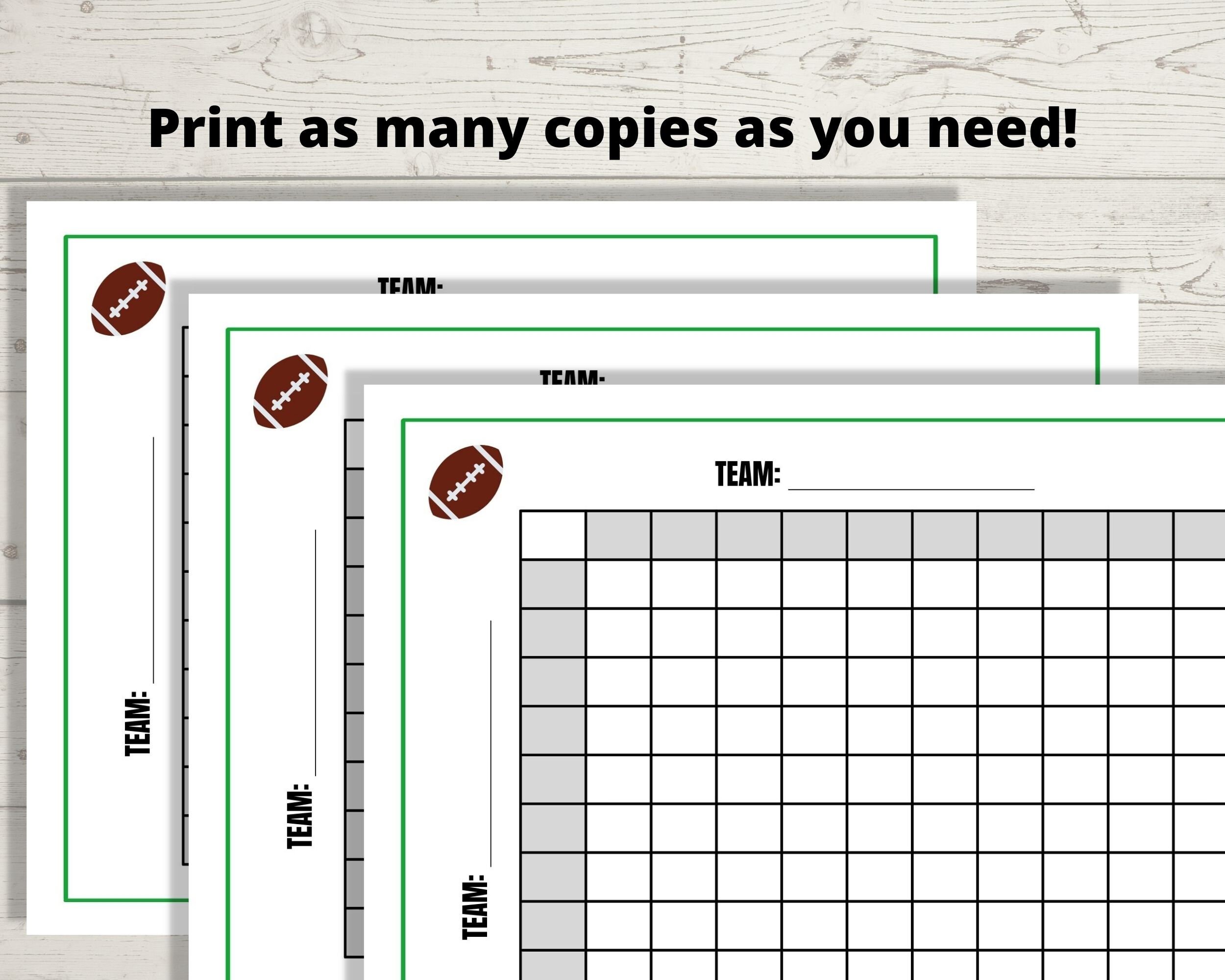 Printable Football Squares Game - Football Pool Template, the Big Game ...