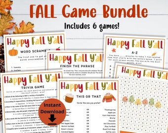 Fall Game Bundle - Autumn Games Bundle, Fall Activites for Kids and Family, Family Fun Games, Harvest Games, Fall Games