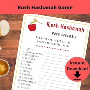 Rosh Hashanah Game - Rosh Hashanah Word Scramble Game for Kids, Jewish New Year Children&#39;s Game