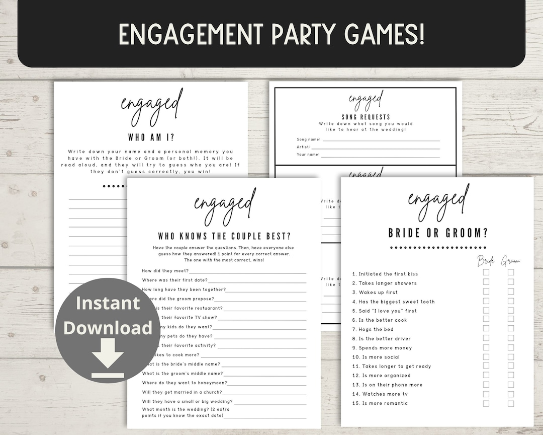 Engagement Party Games - Engagement Party Bundle, Couples Shower ...