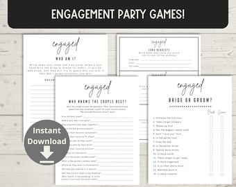Juegos de fiesta de compromiso: paquete de fiesta de compromiso, juegos imprimibles de ducha para parejas