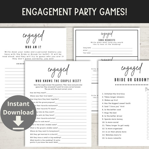 Engagement Party Games - Engagement Party Bundle, Couples Shower Printable Games