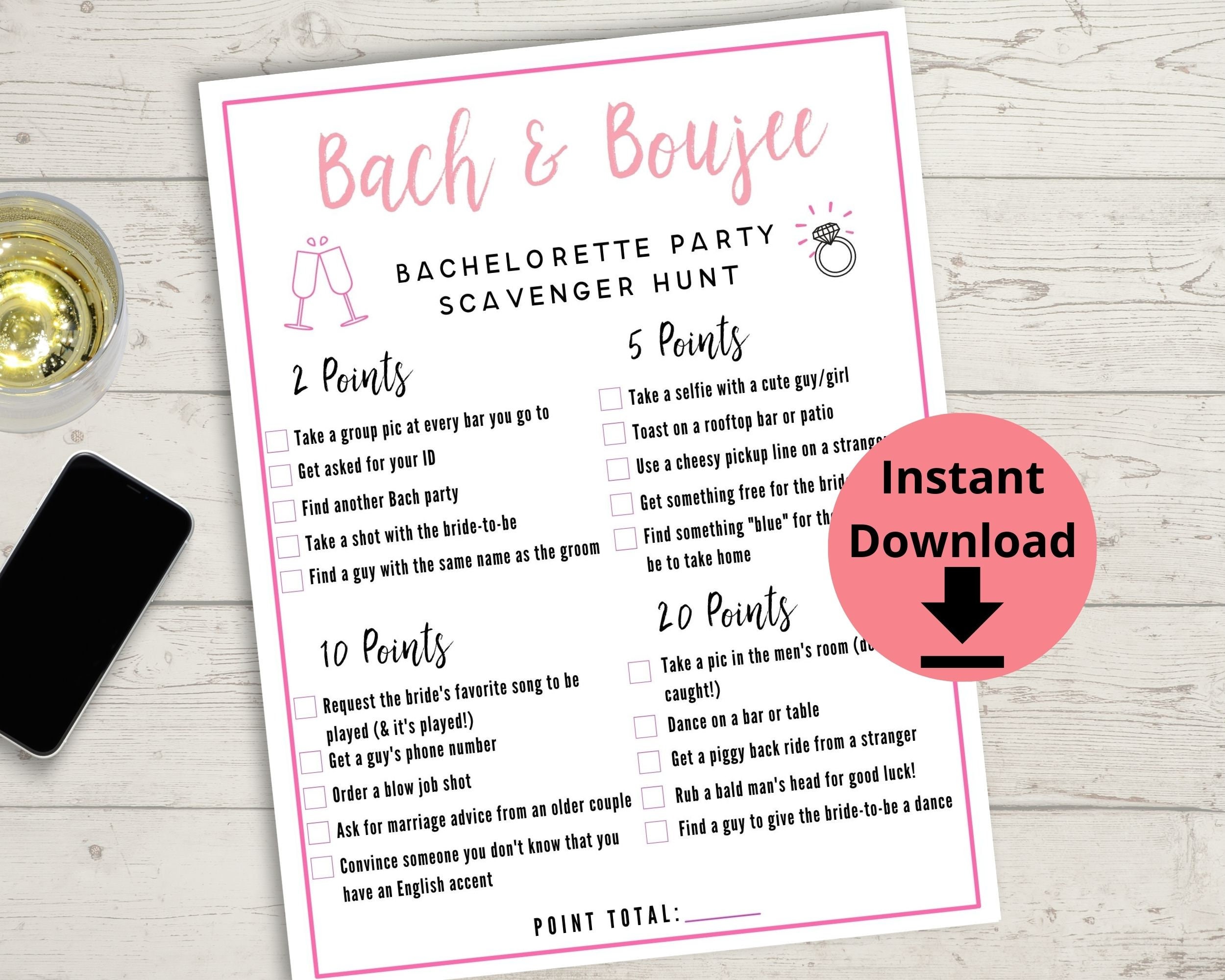 Bach and Boujee Bachelorette Party Scavenger Hunt Game - Etsy