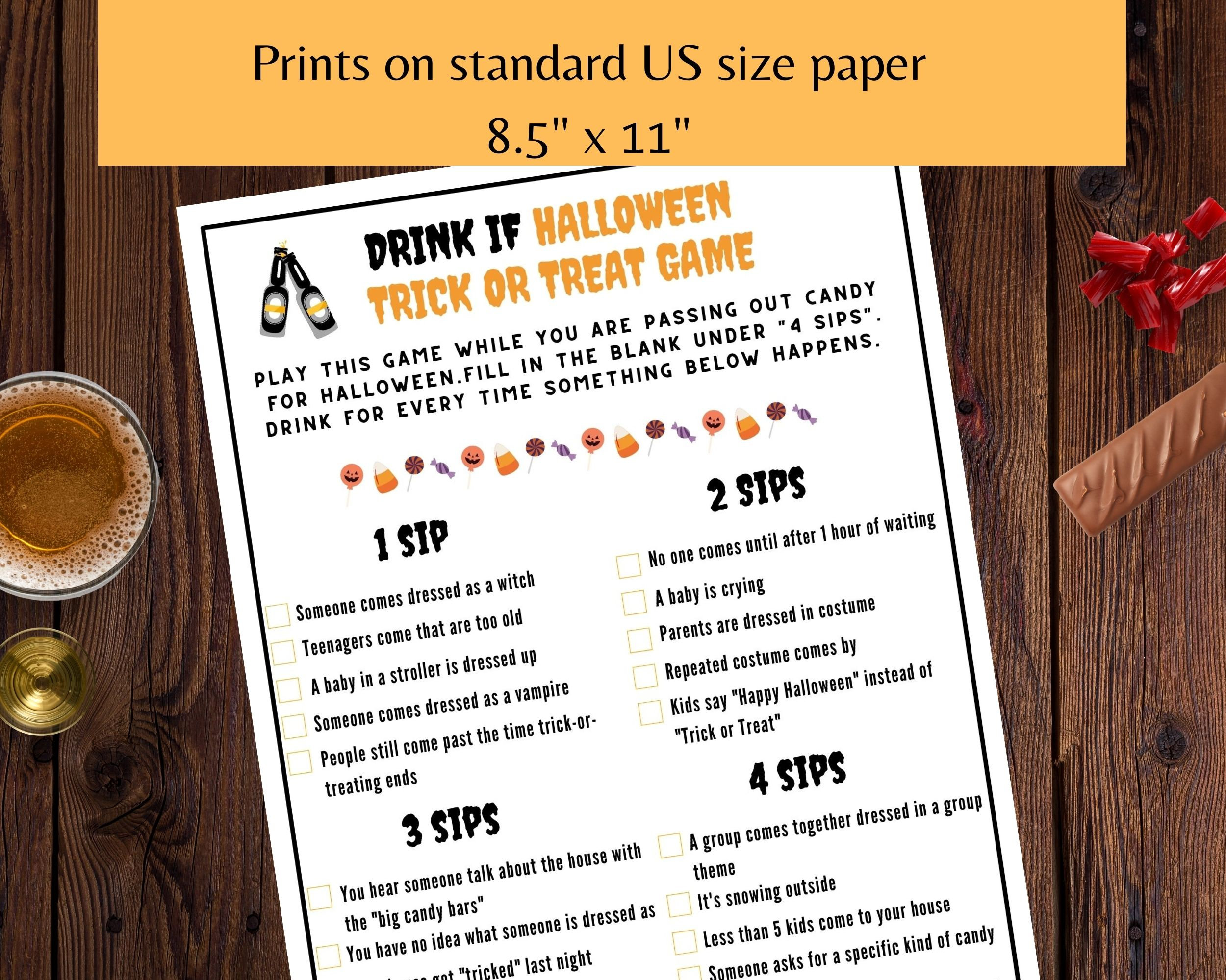 Free Printable Halloween Drink If Game for adults in 2023
