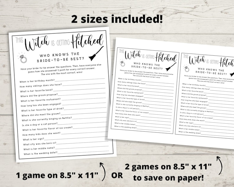 Witch Bachelorette Party Who Knows The Bride Best Game - This Witch is Getting Hitched, Halloween Hen Party Games, Fall Autumn Bach image 4