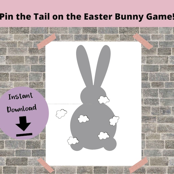 Pin the Tail on the Bunny Children's Game - Easter Game for Kids, Printable Family Easter Games