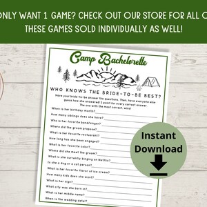 Camp Bachelorette Games - Camping Bachelorette Party, Outdoor Bachelorette Party Game Bundle, Randonnée Bachelorette image 6