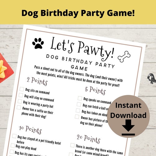 Dog Birthday Party Game Puppy Party Game Dog's First Etsy