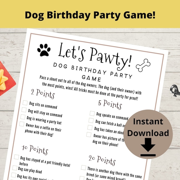 Dog Birthday Party Game - Puppy Party Game, Dogs First Birthday, Dog Party Game, Gotcha Day Party