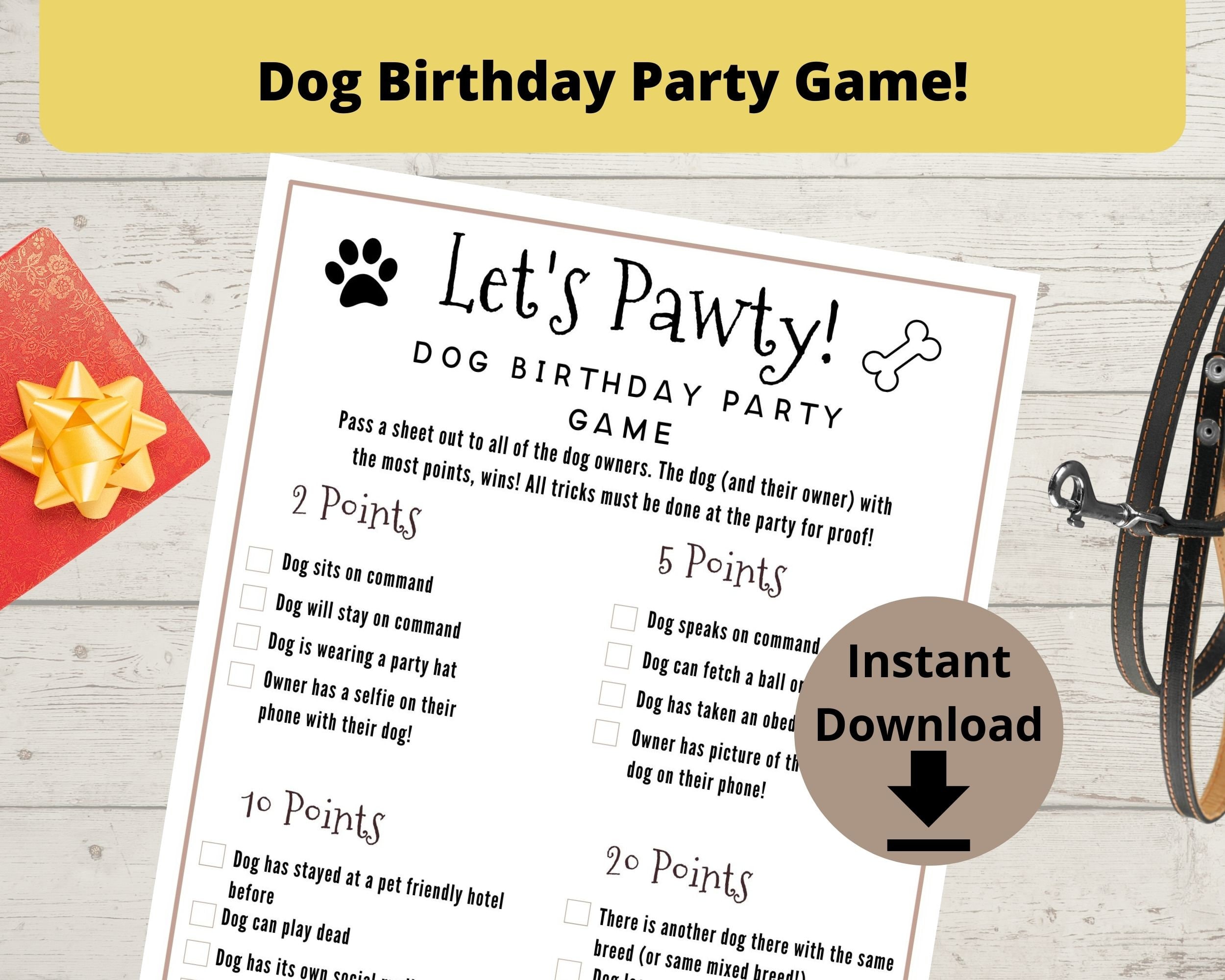 Dog Birthday Party Game Puppy Party Game Dogs First Etsy