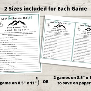 Last Trail Before the Veil Bachelorette Party Game Bundle - Camp Bachelorette Games, Hiking Bachelorette Printable image 5
