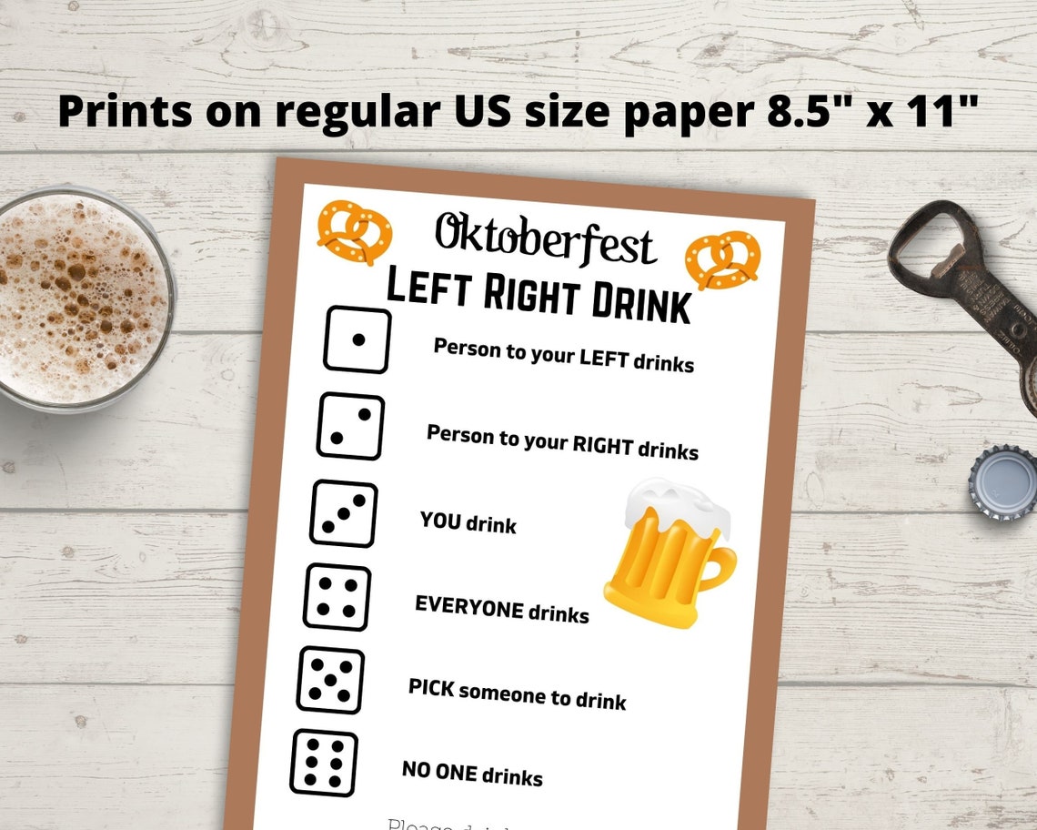 Oktoberfest Party Game Left Right Drink Dice Game for Etsy