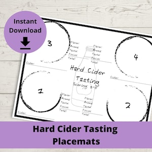 Hard Cider Tasting Placemat - Hard Cider Scorecard, Fall Drinking Game Printable