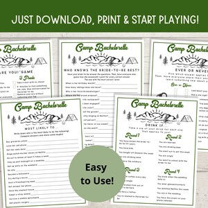 Camp Bachelorette Games - Camping Bachelorette Party, Outdoor Bachelorette Party Game Bundle, Randonnée Bachelorette image 2