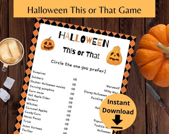 Halloween Party This or That Game  - Halloween Party Game, Printable Halloween Activity