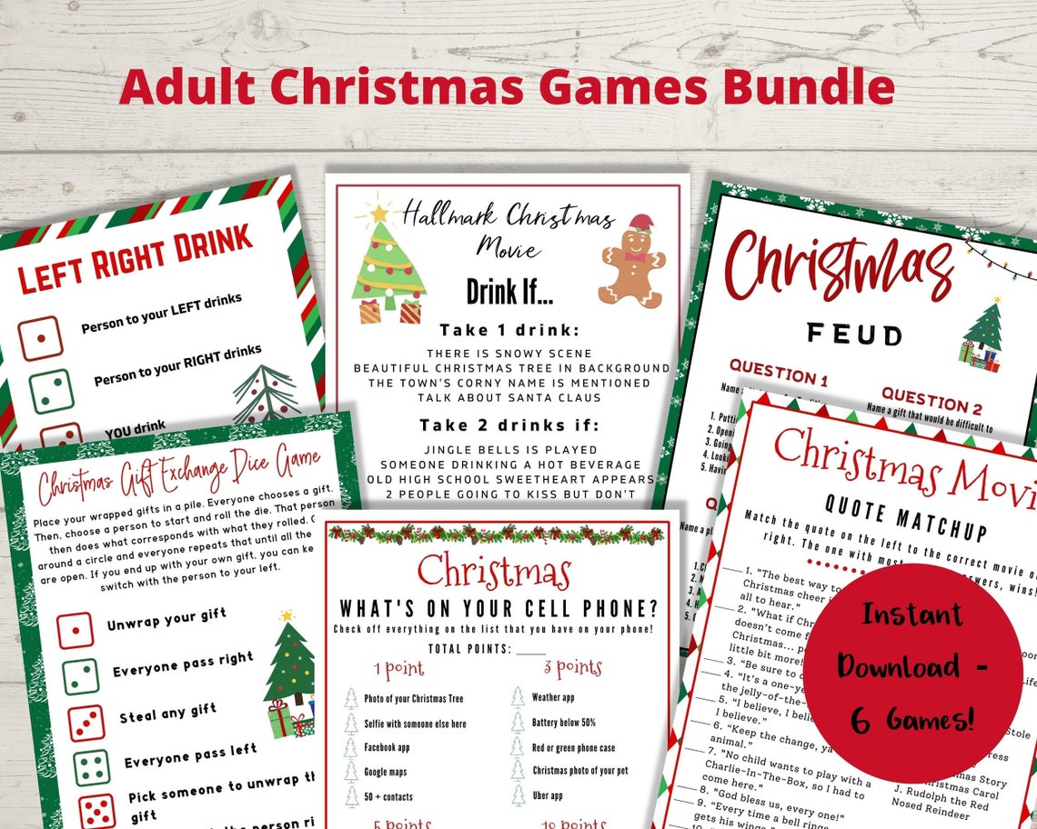 Adult Christmas Party Games Bundle Printable Party Pack of | Etsy