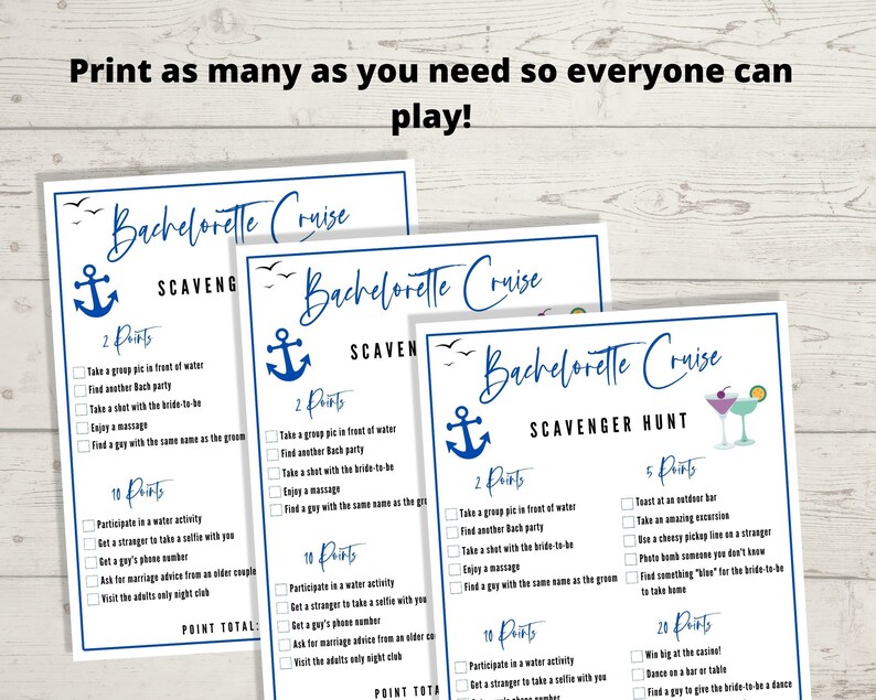 Bachelorette Cruise Scavenger Hunt - Cruise Bachelorette Party, Bachelorette Party Game, Cruise Bar Crawl Game image 5