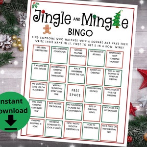 Work Holiday Bingo - Jingle Mingle Bingo, Mix and Mingle Bingo, Workplace Bingo, Office Holiday Game, Find the Guest Bingo, Human Bingo
