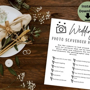 Jeu de mariage avec caméra - Jeu de réception de mariage, chasse au trésor photo, jeu de mariage I Spy, jeu de mariage imprimable
