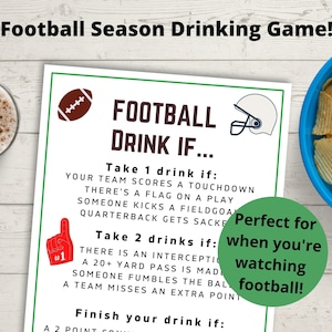Football Drinking Game - Sunday Football Drink If Party Game, Printable Game for Football Watching