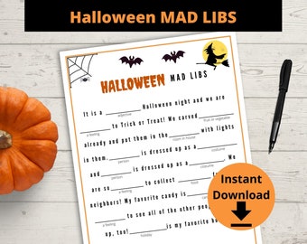 Halloween Mad Libs Game - Children&#39;s Halloween Party Game, Kids Madlibs for Halloween