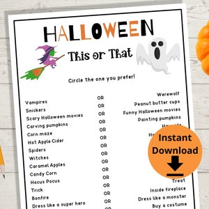 Halloween This or That - Halloween Would You Rather, Halloween Party Game, Halloween Activity, Pick One Game