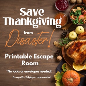 Thanksgiving Escape Room - Escape Room for Adults Teens Family, Escape Room Kit, Printable Escape Room, Thanksgiving Activity