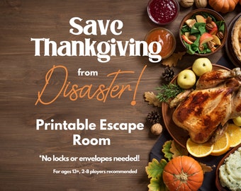 Thanksgiving Escape Room - Escape Room for Adults Teens Family, Escape Room Kit, Printable Escape Room, Thanksgiving Activity