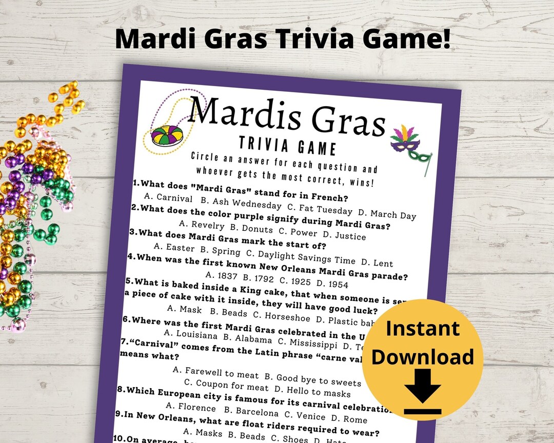 mardi gras trivia game
