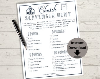 Church Scavenger Hunt - Church I Spy Game, Youth Group Games, Church Treasure Hunt