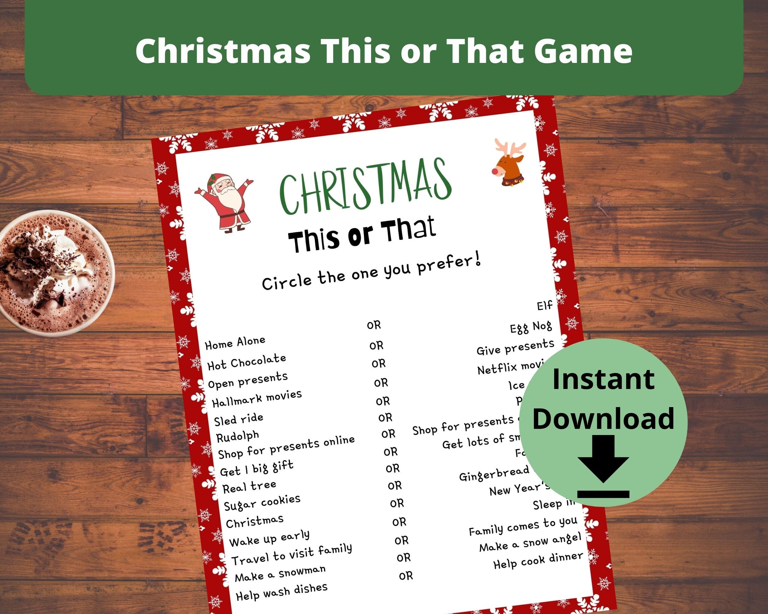 Christmas This or That Game Holiday Would You Rather - Etsy Singapore