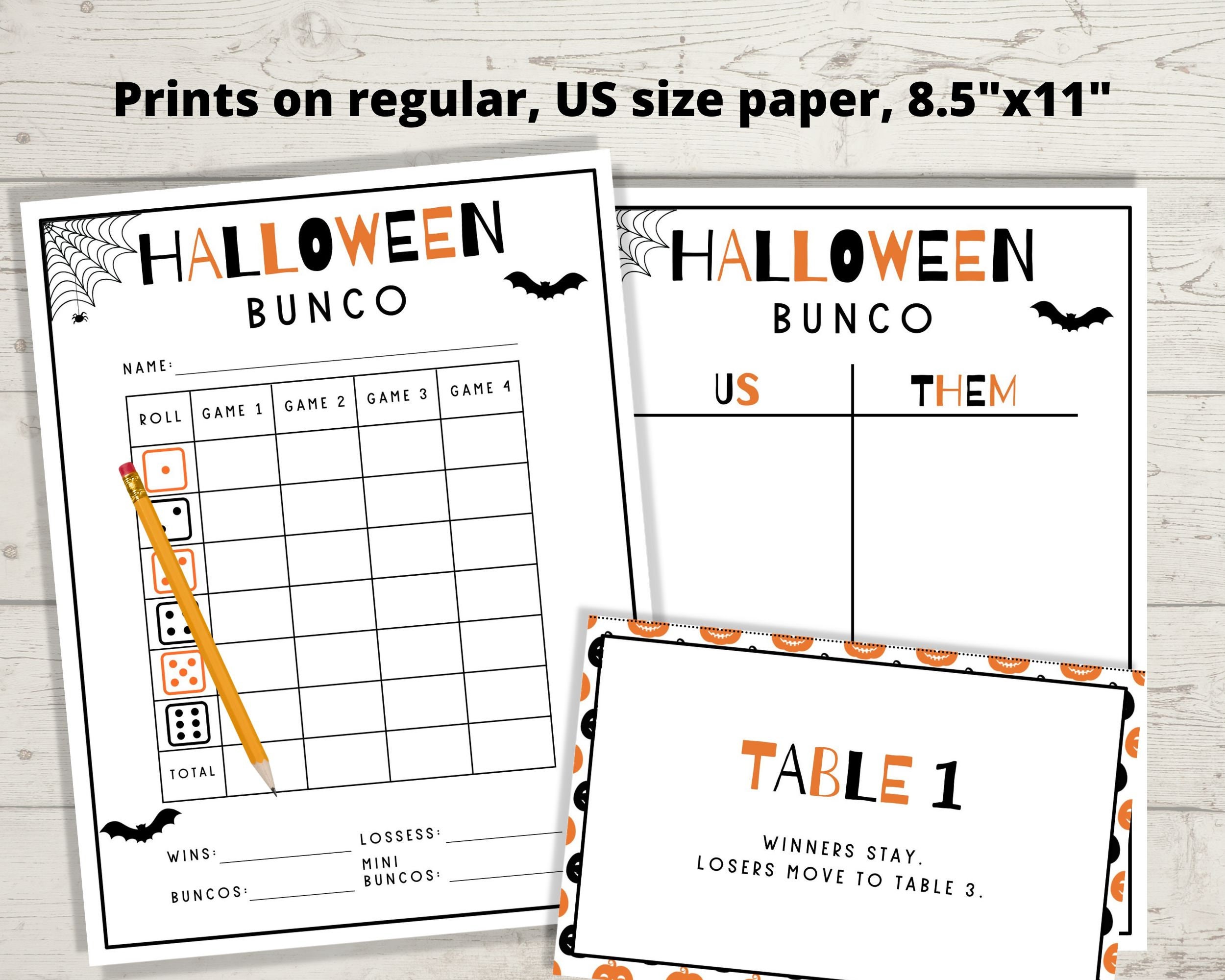 Halloween Bunco Bunco Score Cards Printable Bunco Game Fall Bunco