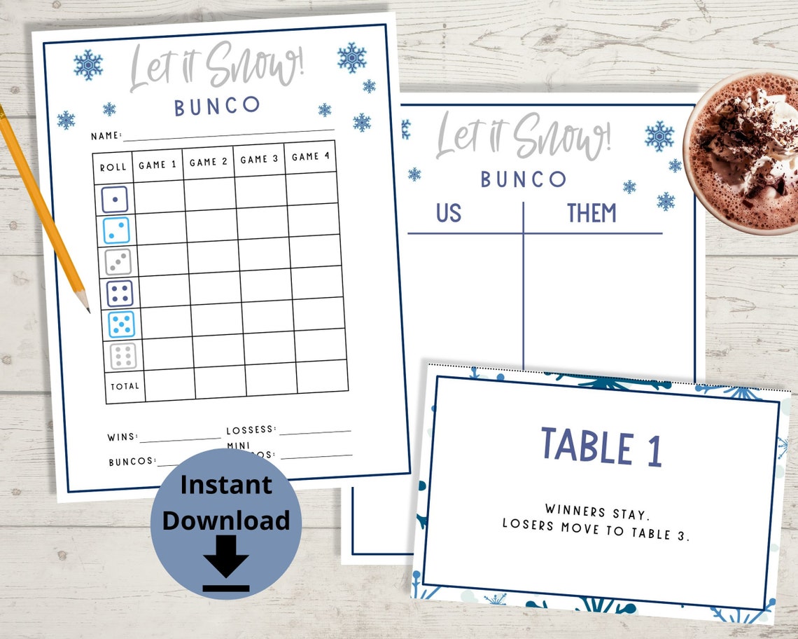 Winter Bunco Christmas Bunco Score Cards Printable Bunco - Etsy