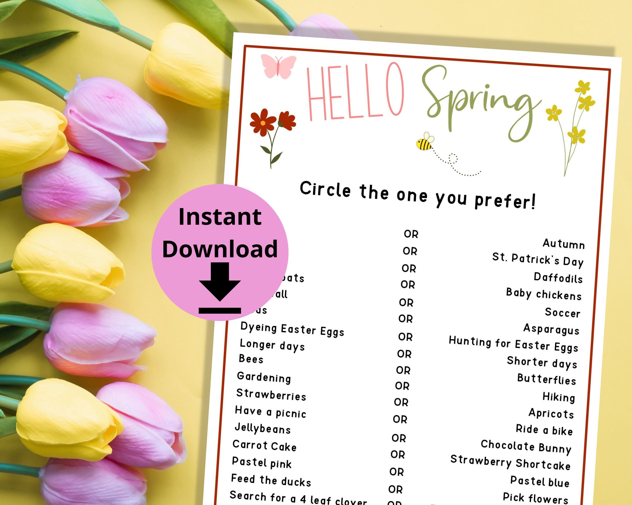 Spring This or That Game Printable Spring Equinox Game, Spring