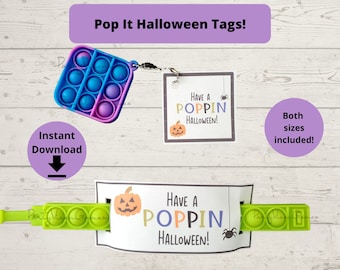 Halloween Pop It Tags - Have a Poppin Halloween Gift Tags, Hallloween Treat Tags, Classroom Party Favor Tags