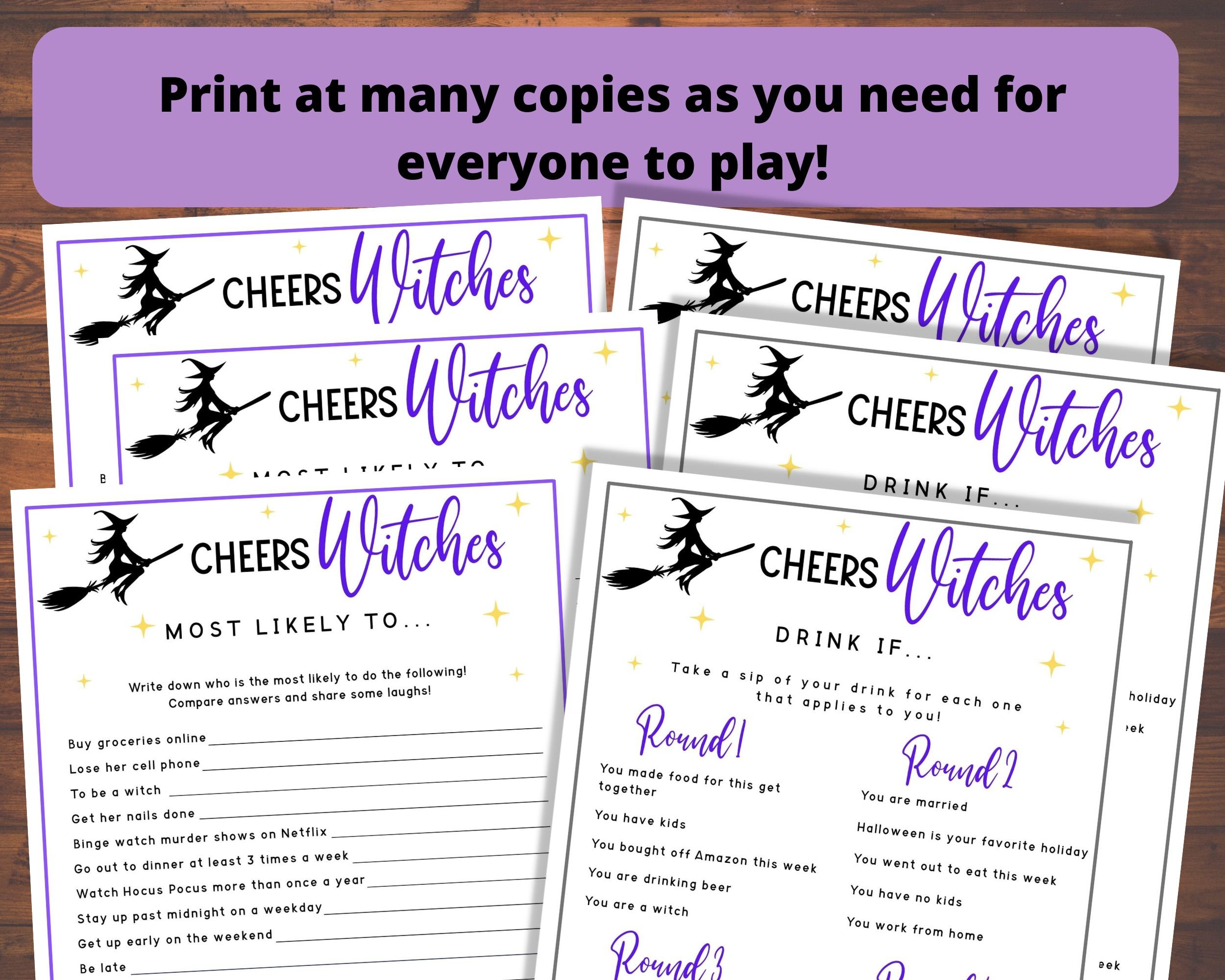 Cheers Witches Game Bundle Witch Party Adult Witch Party Etsy