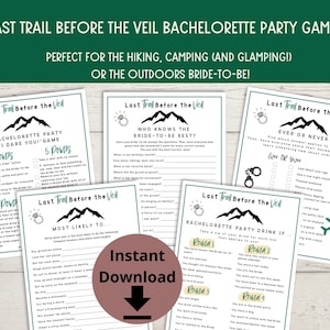 Last Trail Before the Veil Bachelorette Party Game Bundle - Camp Bachelorette Games, Hiking Bachelorette Printable