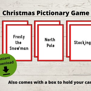 Jeu de Pictionary de Noël - Jeux de fête de Noël, cartes de Pictionary de Noël imprimables